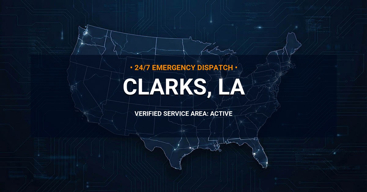 Emergency Plumbing Dispatch Map for Plumbing Services: Clarks, LA