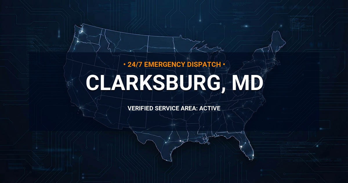 Emergency Plumbing Dispatch Map for Plumbing Services: Clarksburg, MD