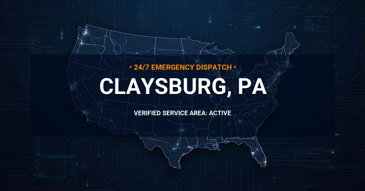 Emergency Plumbing Dispatch Map for Plumbing Services: Claysburg, PA