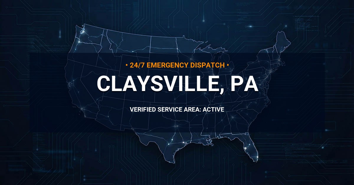 Emergency Plumbing Dispatch Map for Plumbing Services: Claysville, PA