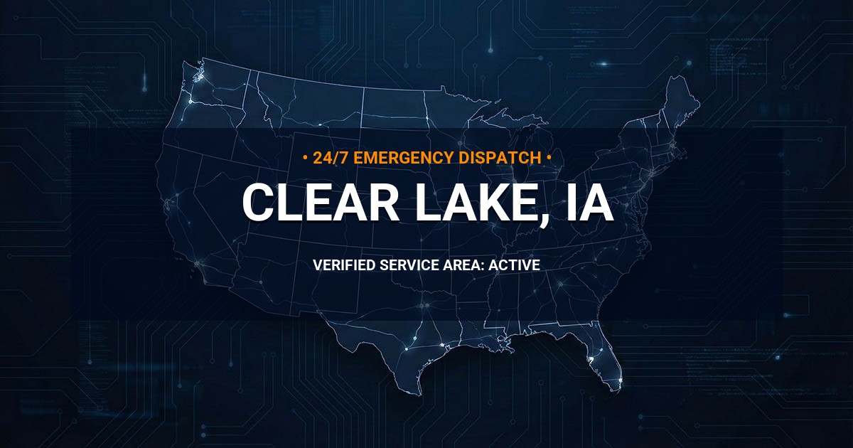 Emergency Plumbing Dispatch Map for Plumbing Services: Clear Lake, IA