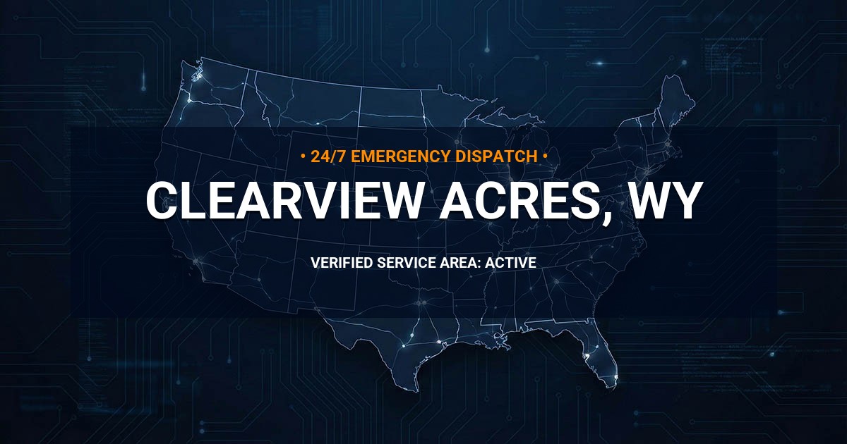Emergency Plumbing Dispatch Map for Plumbing Services: Clearview Acres, WY