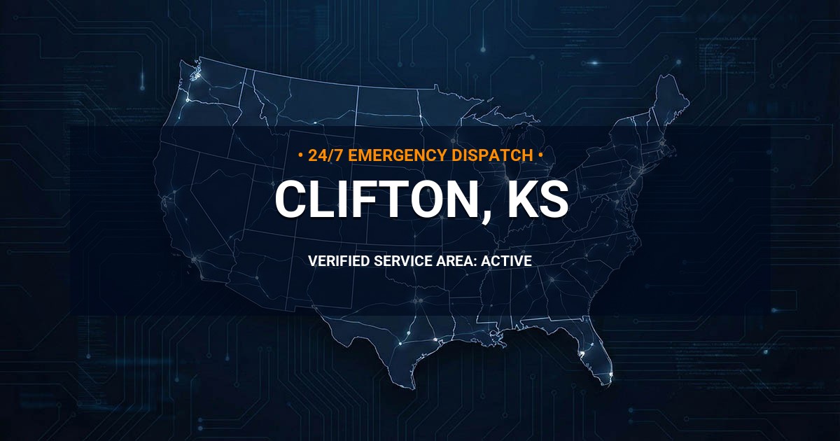 Emergency Plumbing Dispatch Map for Plumbing Services: Clifton, KS