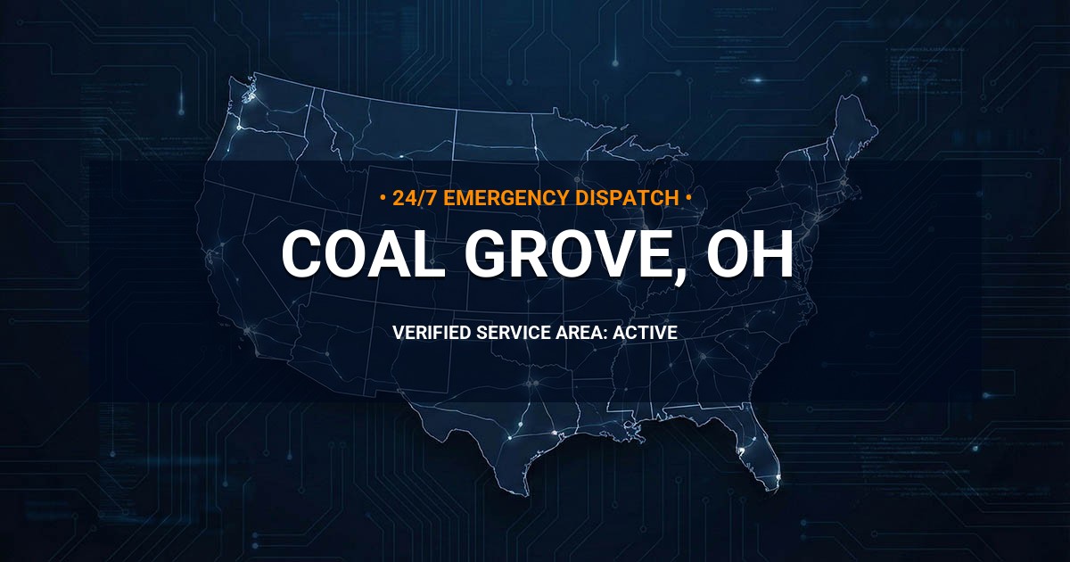 Emergency Plumbing Dispatch Map for Plumbing Services: Coal Grove, OH