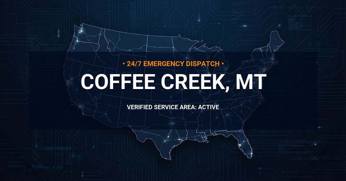 Emergency Plumbing Dispatch Map for Plumbing Services: Coffee Creek, MT