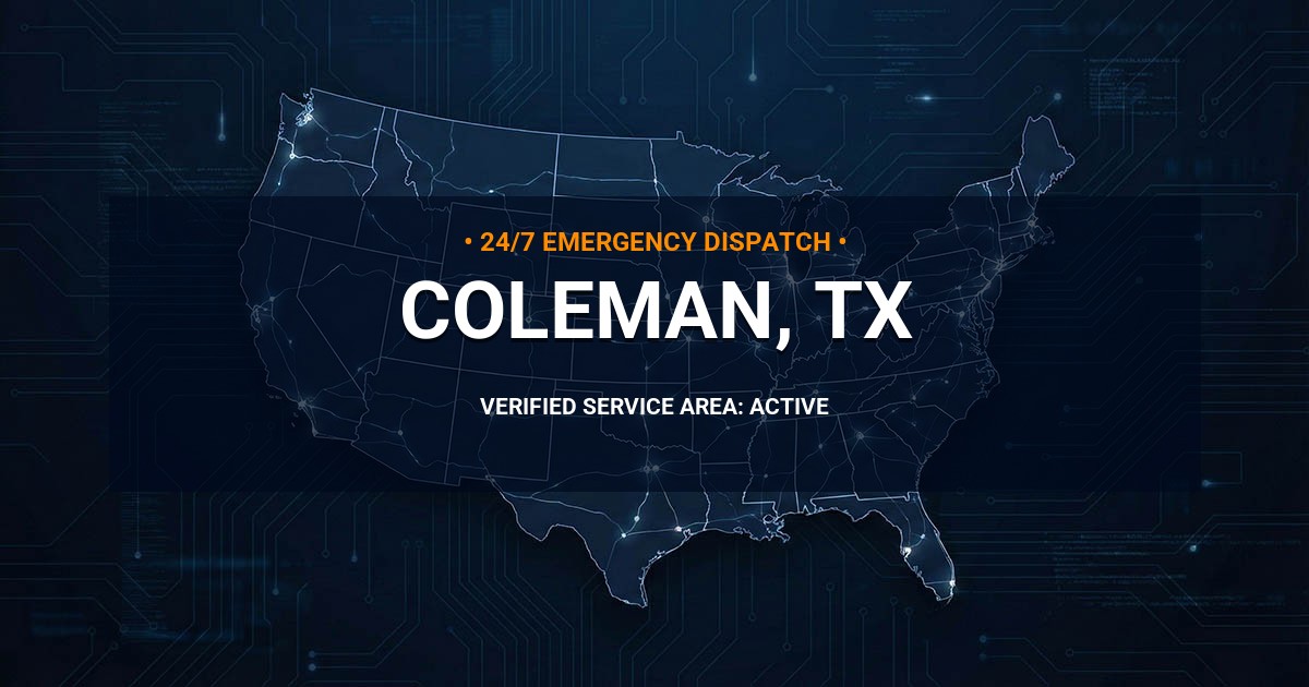 Emergency Plumbing Dispatch Map for Plumbing Services: Coleman, TX