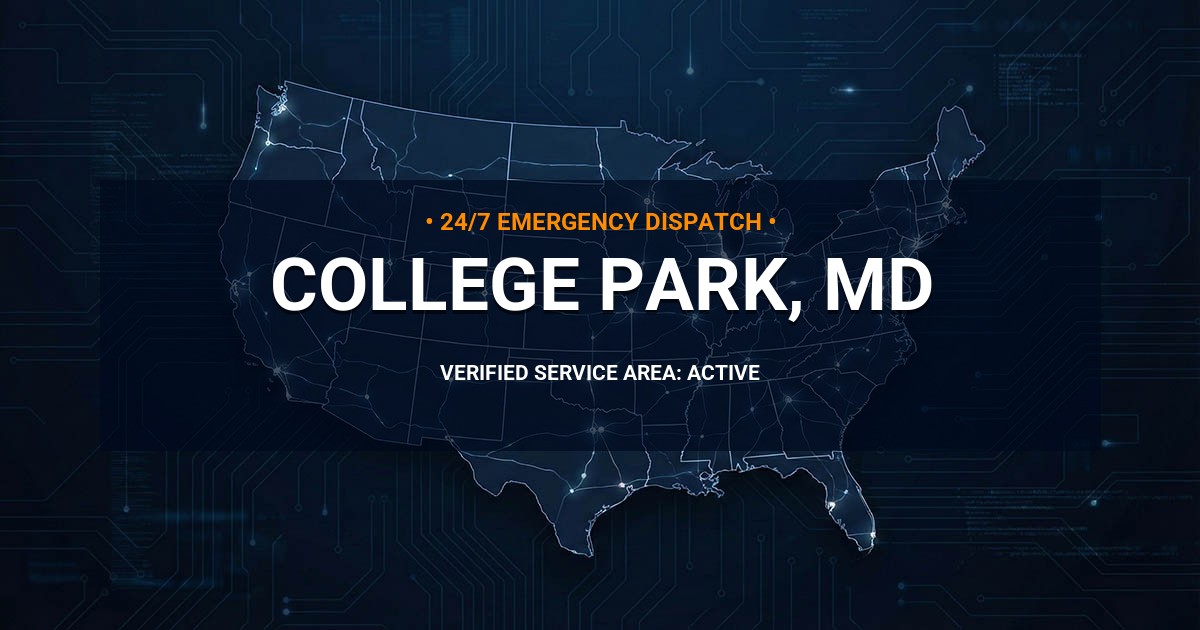 Emergency Plumbing Dispatch Map for Plumbing Services: College Park, MD