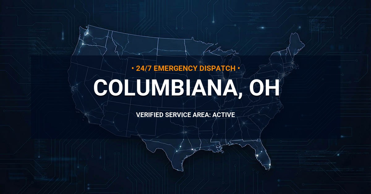 Emergency Plumbing Dispatch Map for Plumbing Services: Columbiana, OH