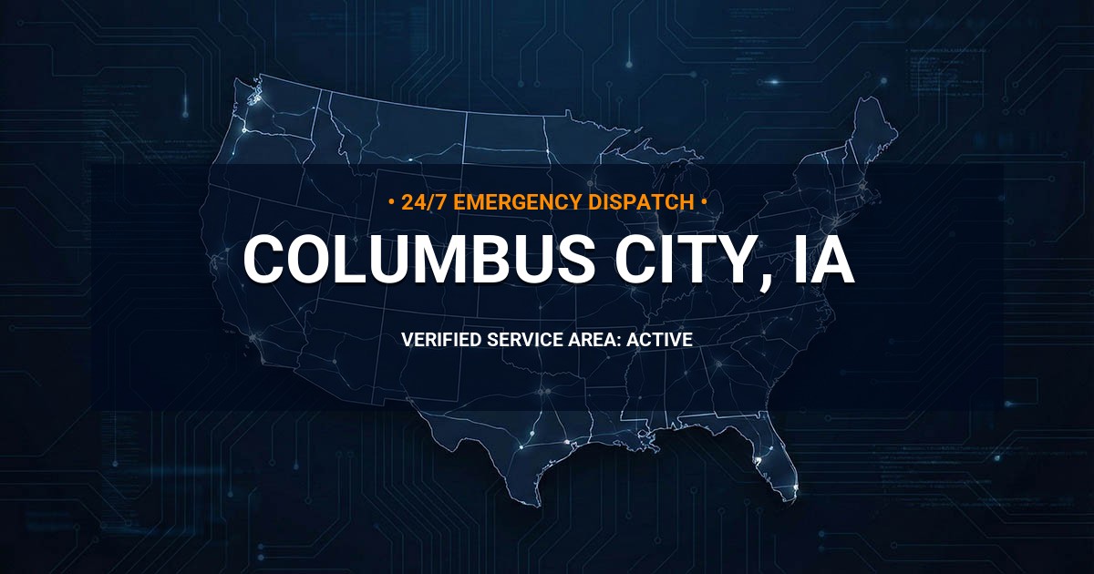 Emergency Plumbing Dispatch Map for Plumbing Services: Columbus City, IA