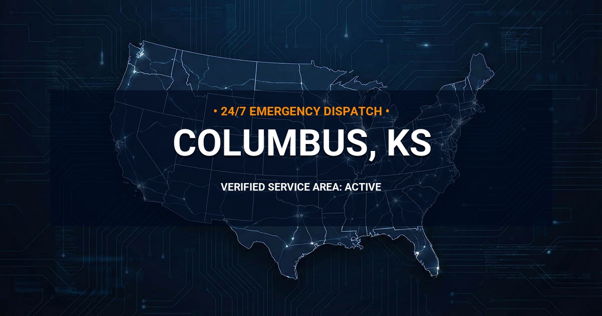 Emergency Plumbing Dispatch Map for Plumbing Services: Columbus, KS