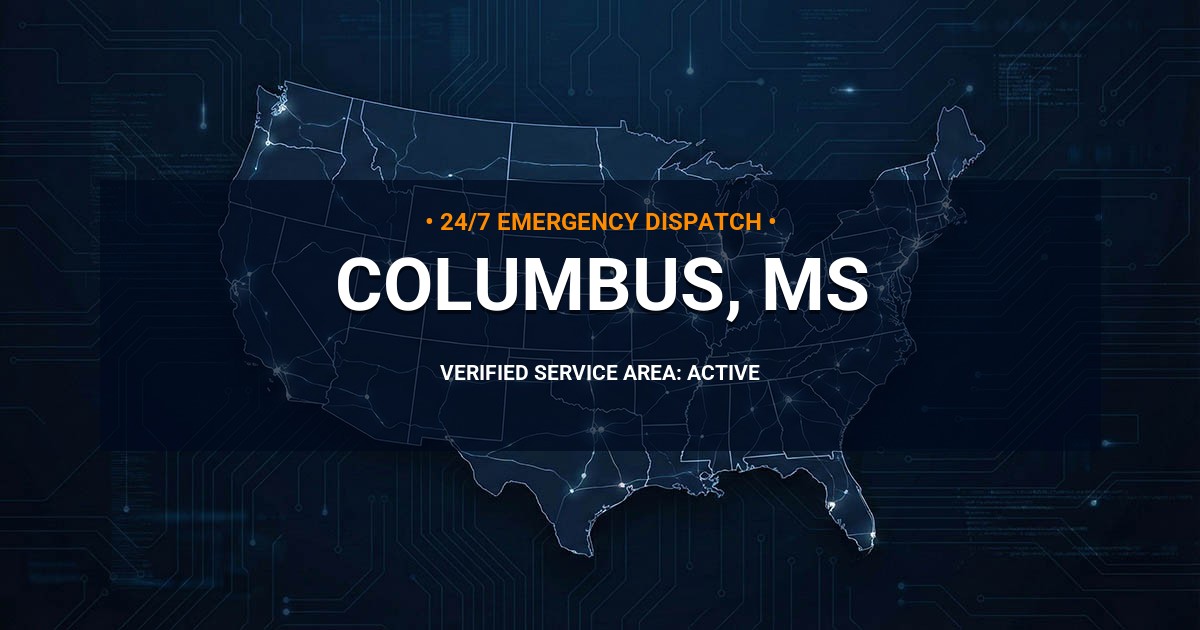 Emergency Plumbing Dispatch Map for Plumbing Services: Columbus, MS