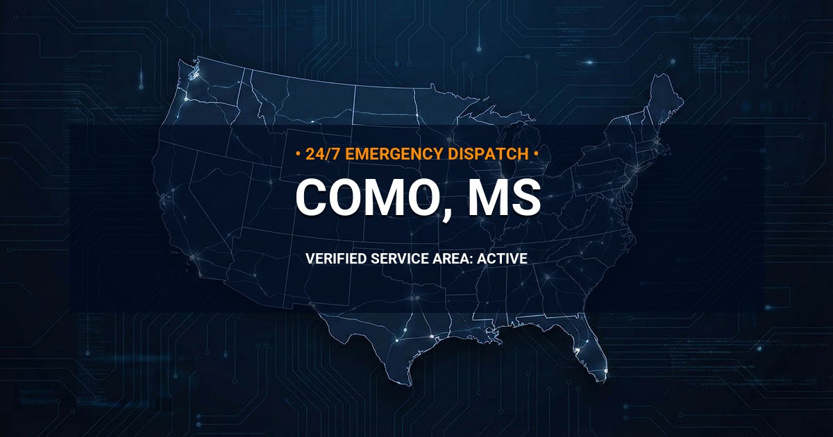 Emergency Plumbing Dispatch Map for Plumbing Services: Como, MS