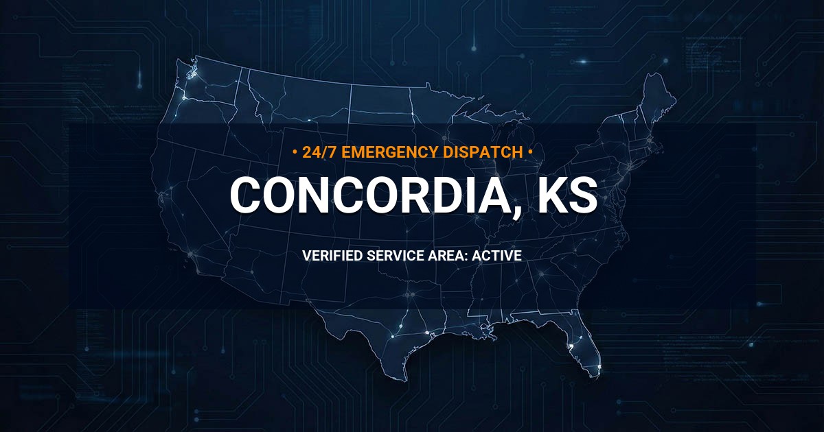 Emergency Plumbing Dispatch Map for Plumbing Services: Concordia, KS