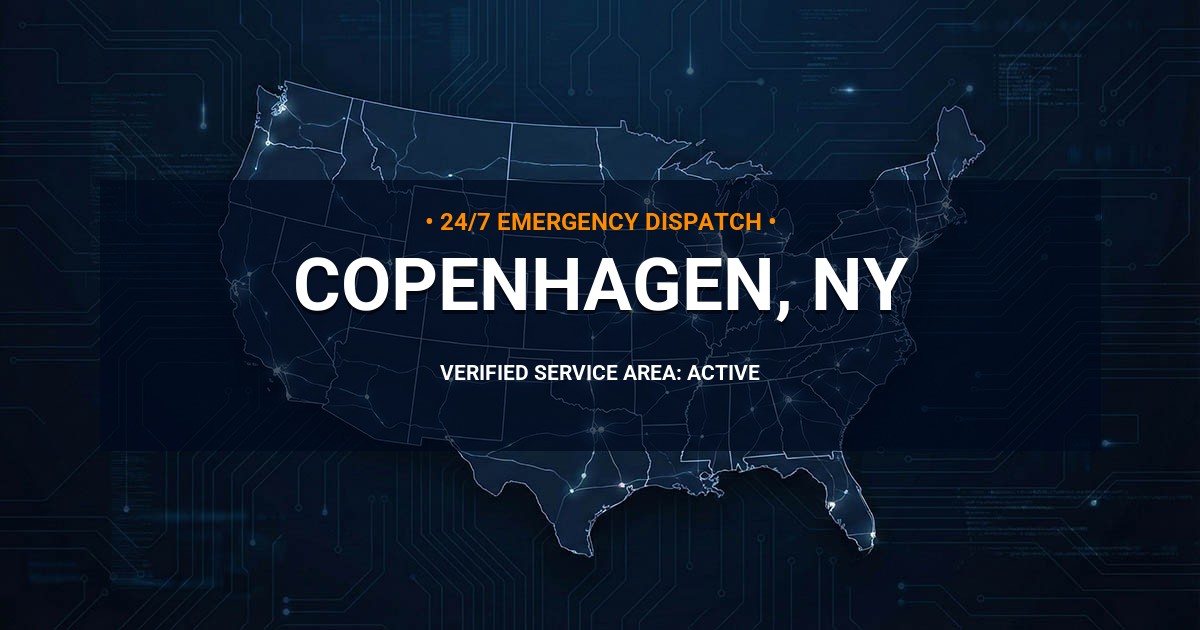 Emergency Plumbing Dispatch Map for Plumbing Services: Copenhagen, NY