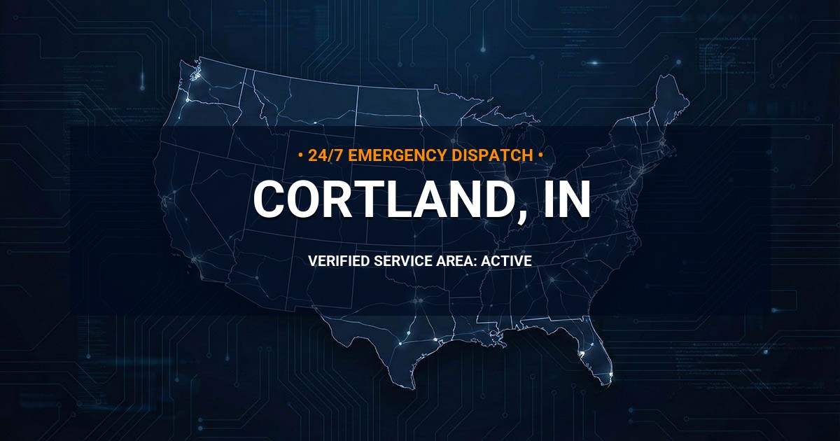 Emergency Plumbing Dispatch Map for Plumbing Services: Cortland, IN