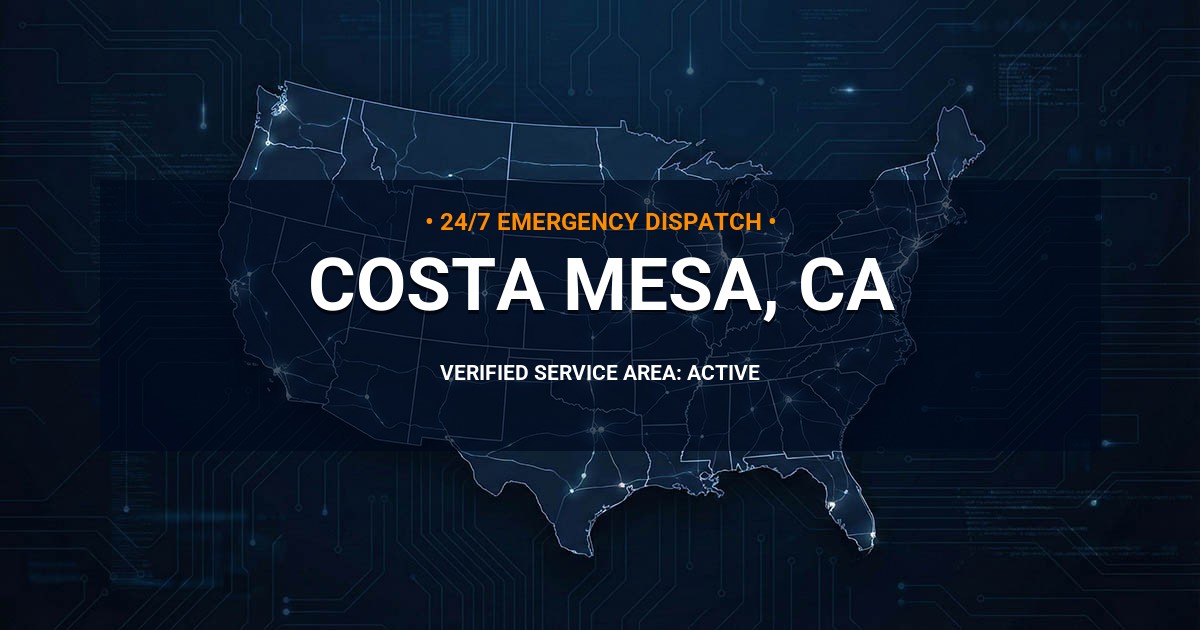 Emergency Plumbing Dispatch Map for Plumbing Services: Costa Mesa, CA