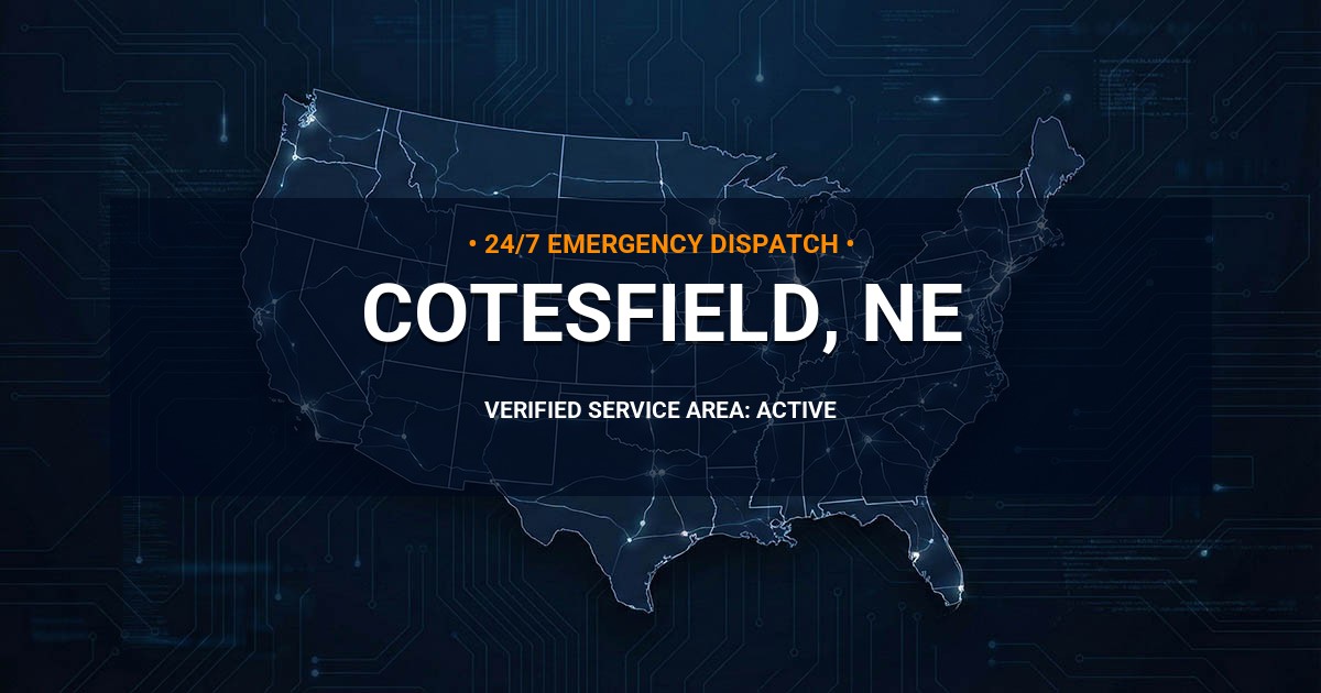 Emergency Plumbing Dispatch Map for Plumbing Services: Cotesfield, NE