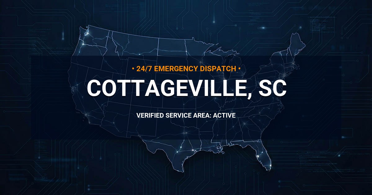 Emergency Plumbing Dispatch Map for Plumbing Services: Cottageville, SC
