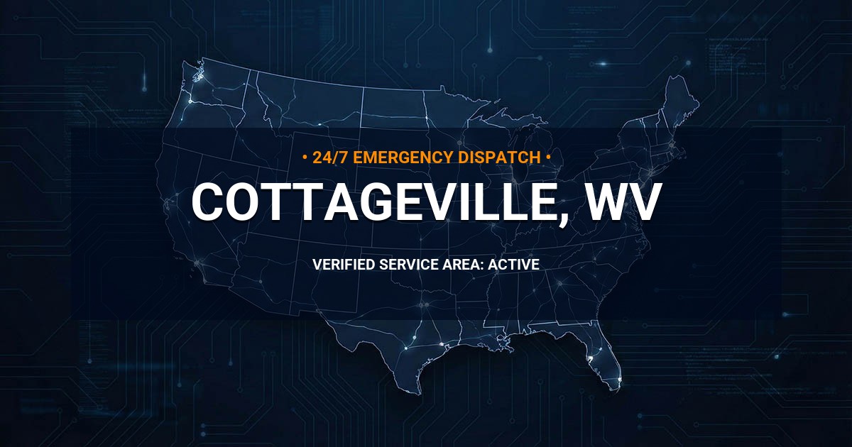Emergency Plumbing Dispatch Map for Plumbing Services: Cottageville, WV