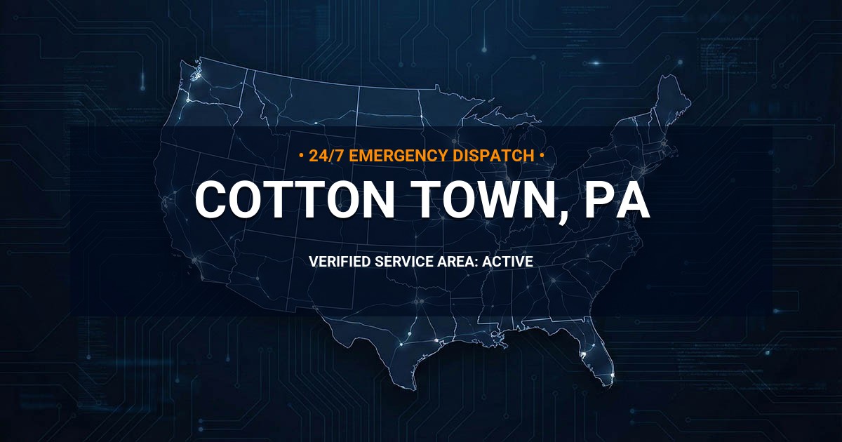 Emergency Plumbing Dispatch Map for Plumbing Services: Cotton Town, PA