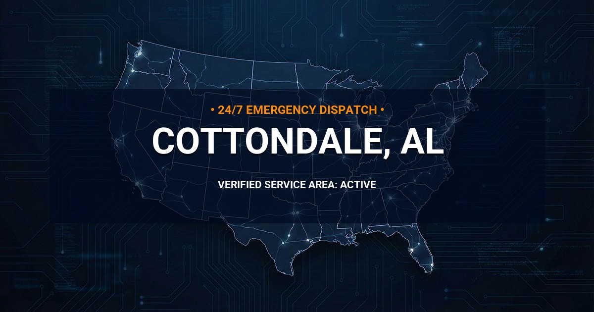 Emergency Plumbing Dispatch Map for Plumbing Services: Cottondale, AL