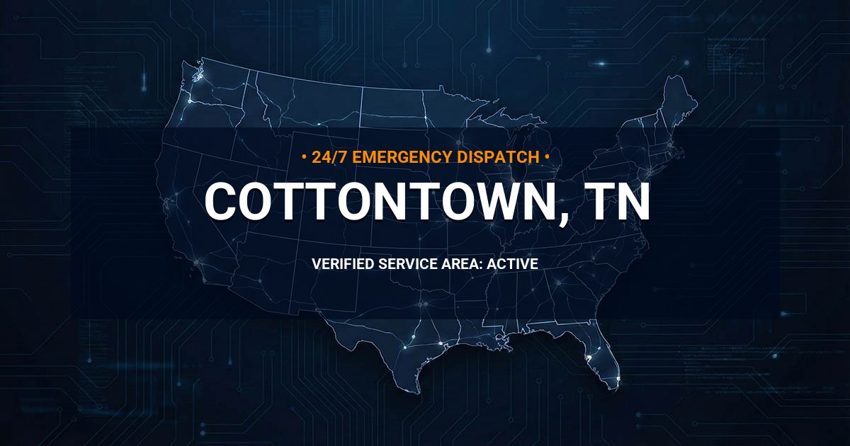 Emergency Plumbing Dispatch Map for Plumbing Services: Cottontown, TN