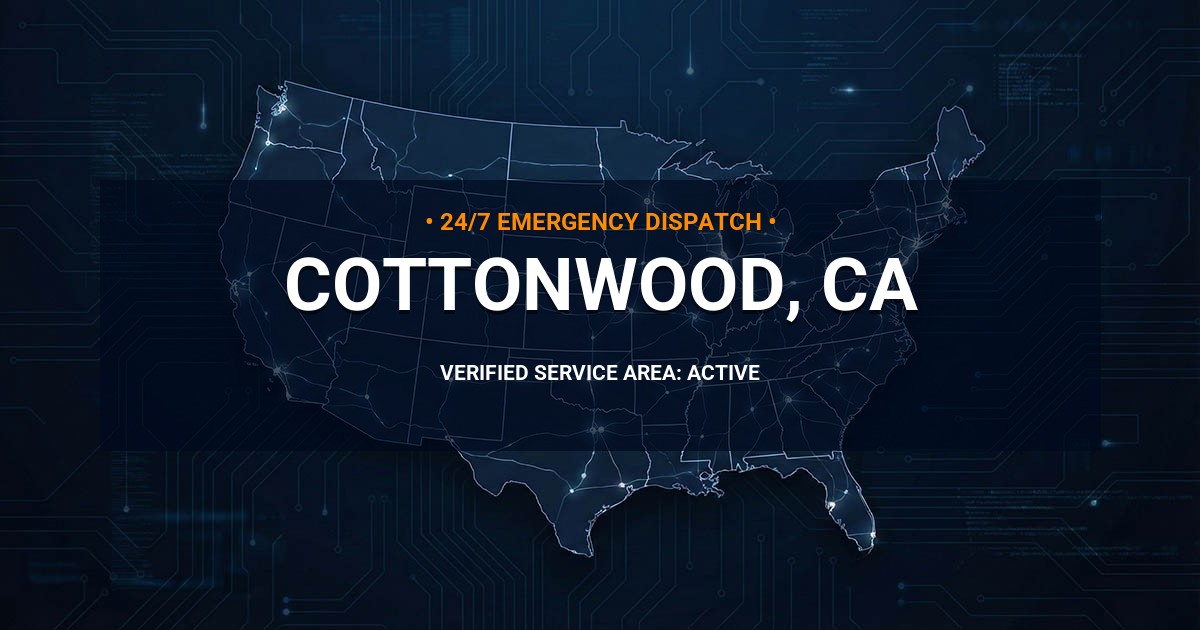 Emergency Plumbing Dispatch Map for Plumbing Services: Cottonwood, CA