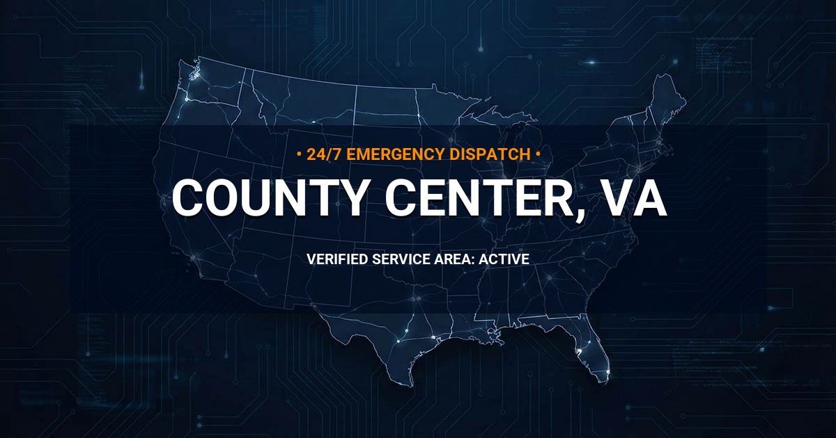 Emergency Plumbing Dispatch Map for Plumbing Services: County Center, VA