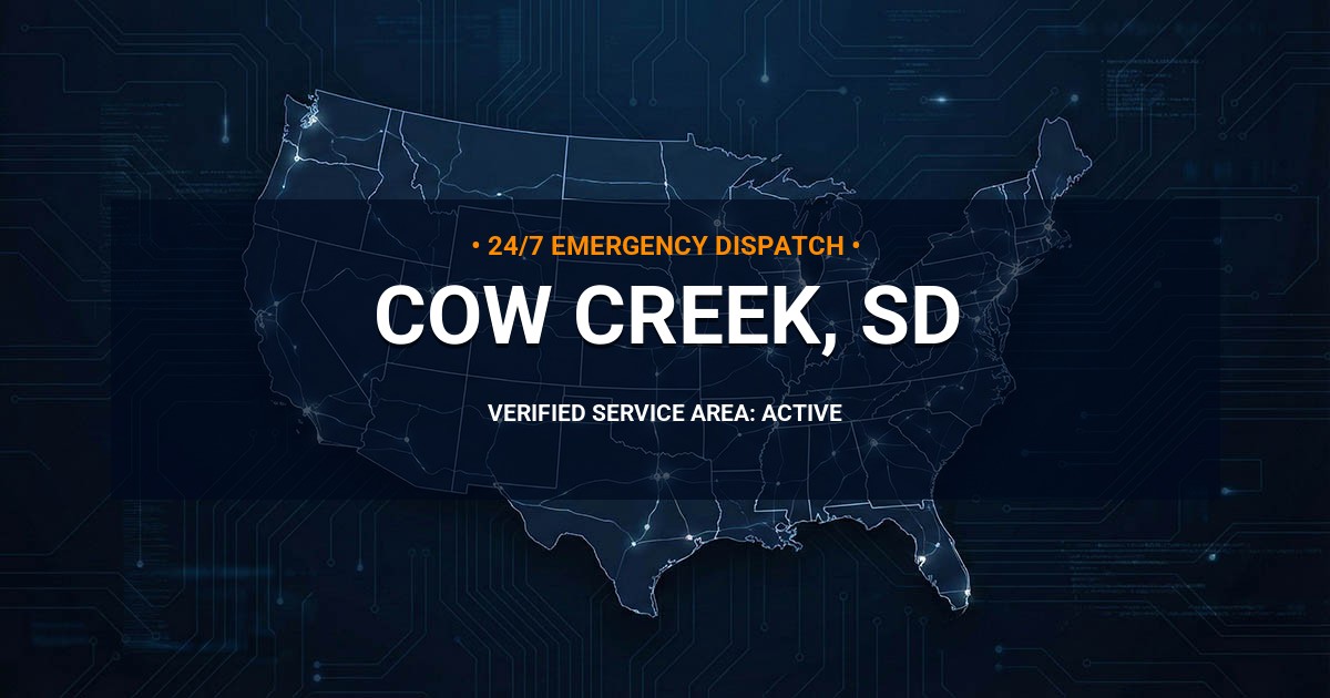 Emergency Plumbing Dispatch Map for Plumbing Services: Cow Creek, SD