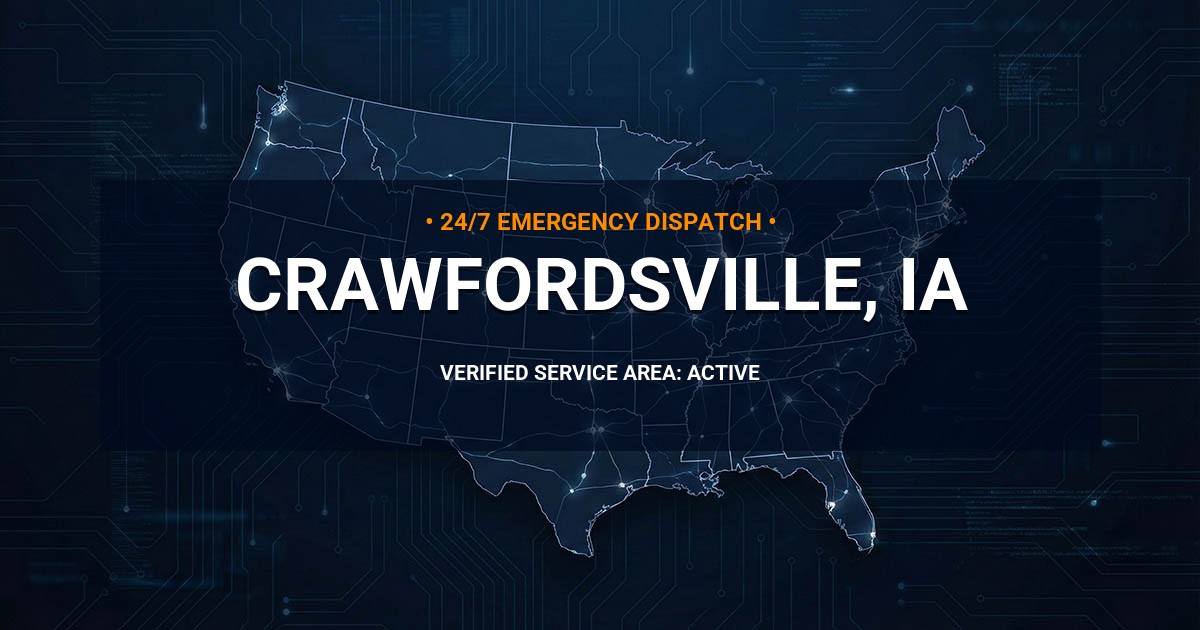 Emergency Plumbing Dispatch Map for Plumbing Services: Crawfordsville, IA