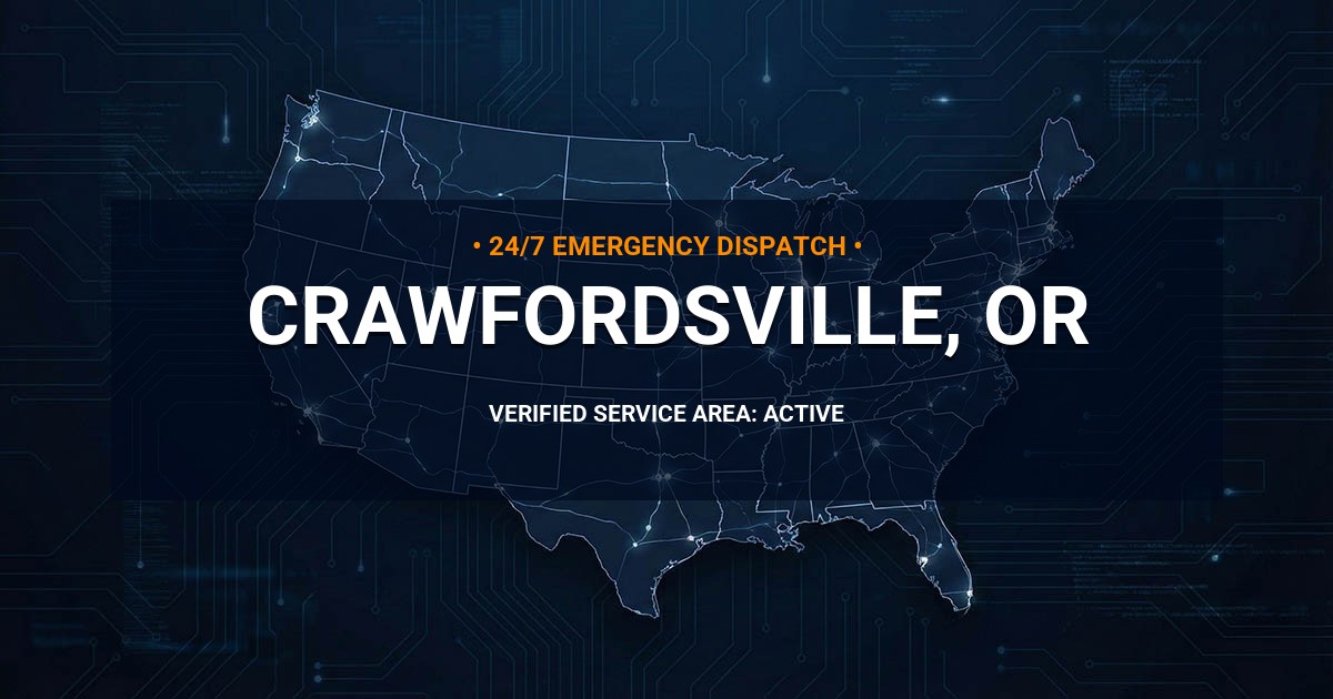 Emergency Plumbing Dispatch Map for Plumbing Services: Crawfordsville, OR