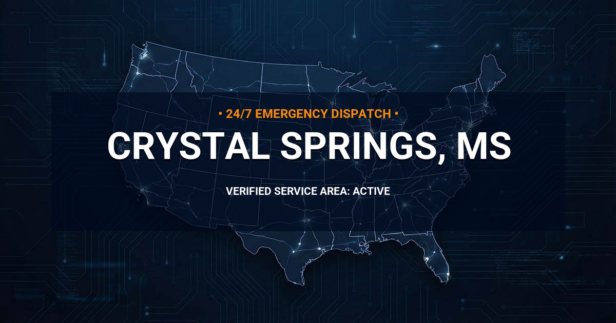 Emergency Plumbing Dispatch Map for Plumbing Services: Crystal Springs, MS