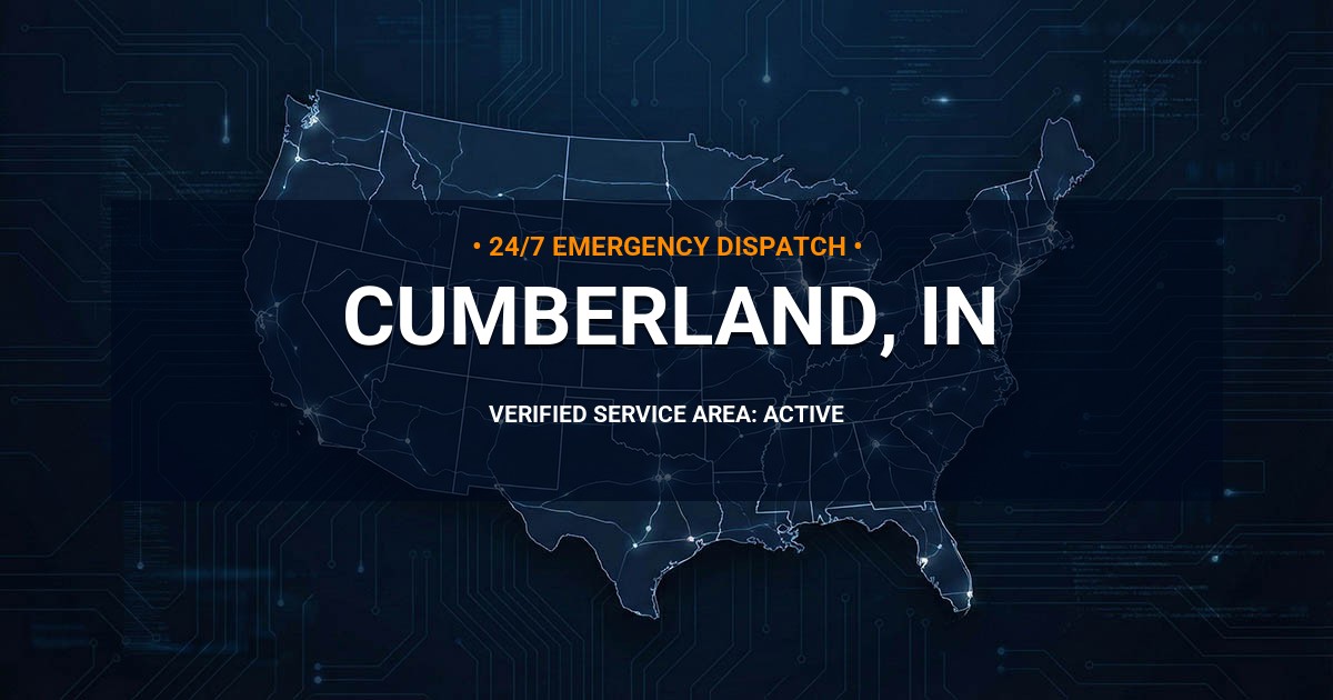 Emergency Plumbing Dispatch Map for Plumbing Services: Cumberland, IN