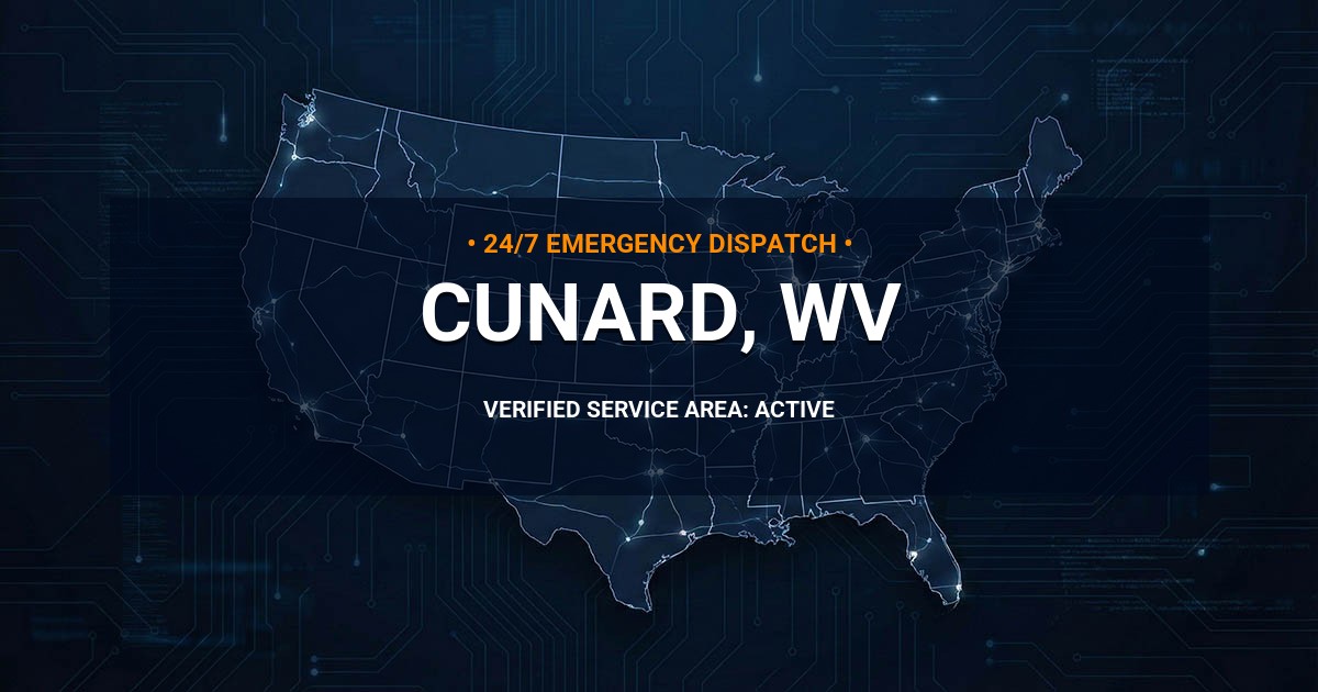 Emergency Plumbing Dispatch Map for Plumbing Services: Cunard, WV