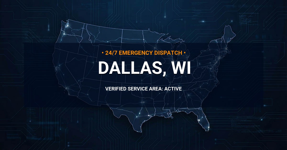 Emergency Plumbing Dispatch Map for Plumbing Services: Dallas, WI