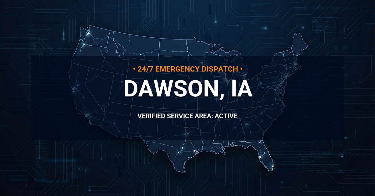 Emergency Plumbing Dispatch Map for Plumbing Services: Dawson, IA