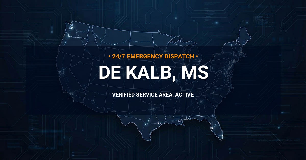Emergency Plumbing Dispatch Map for Plumbing Services: De Kalb, MS