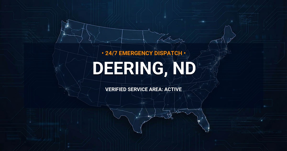 Emergency Plumbing Dispatch Map for Plumbing Services: Deering, ND