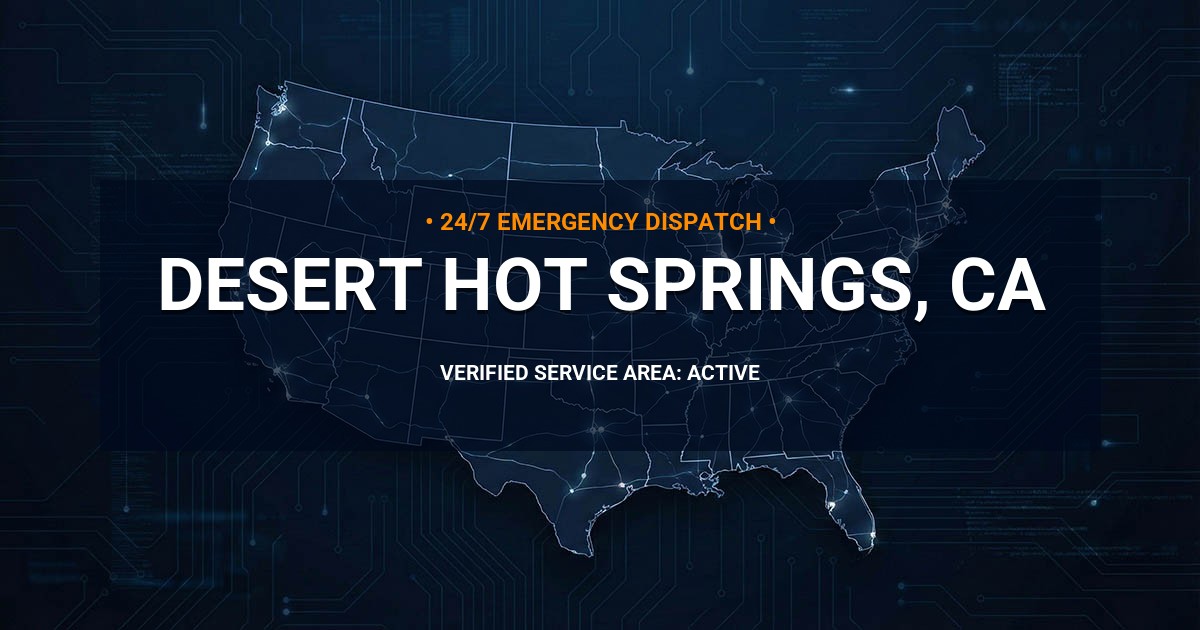 Emergency Plumbing Dispatch Map for Plumbing Services: Desert Hot Springs, CA