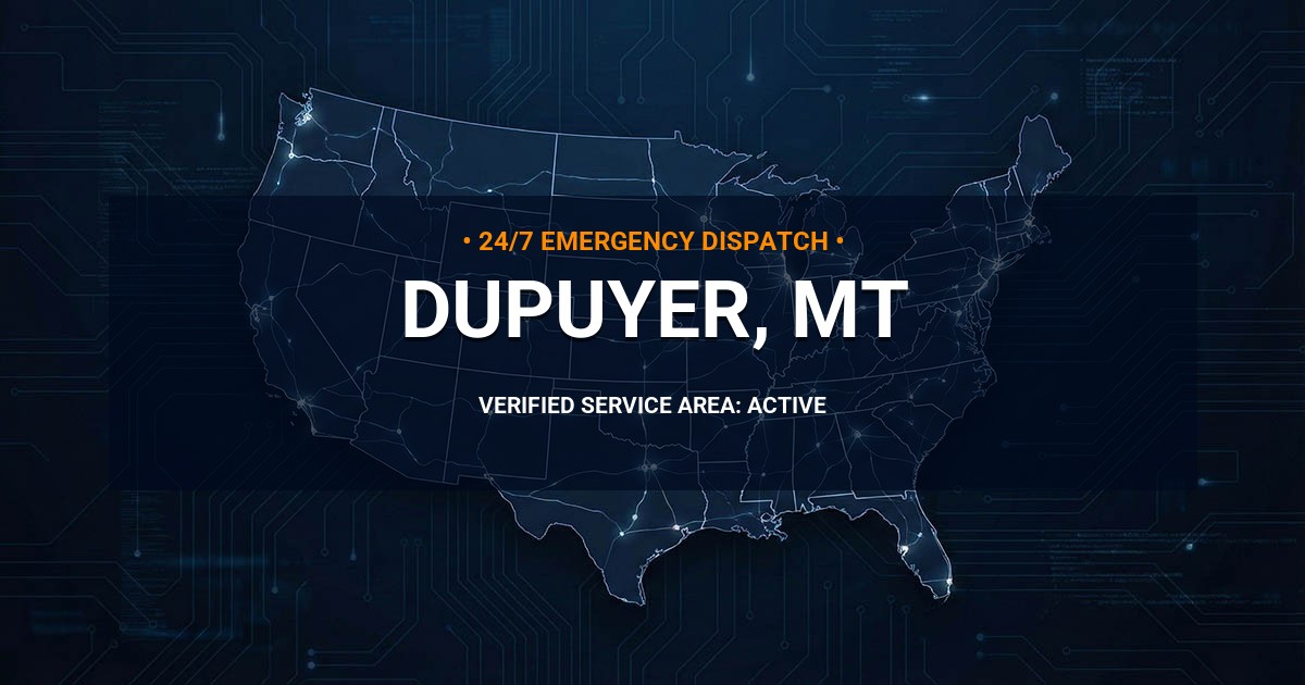 Emergency Plumbing Dispatch Map for Plumbing Services: Dupuyer, MT