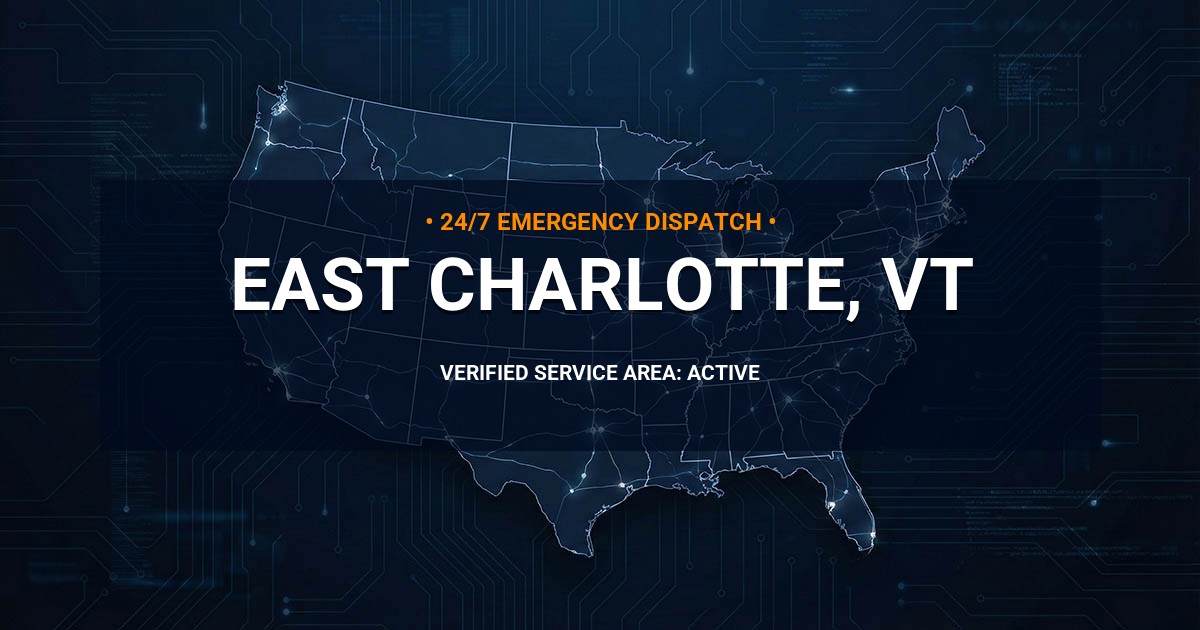 Emergency Plumbing Dispatch Map for Plumbing Services: East Charlotte, VT