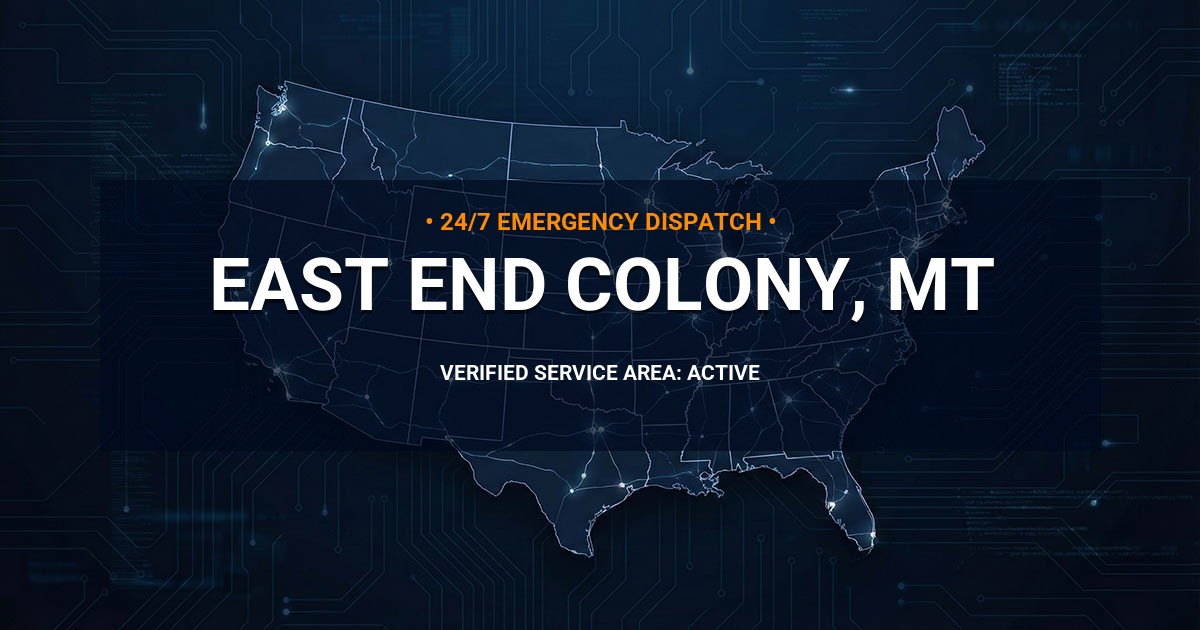 Emergency Plumbing Dispatch Map for Plumbing Services: East End Colony, MT
