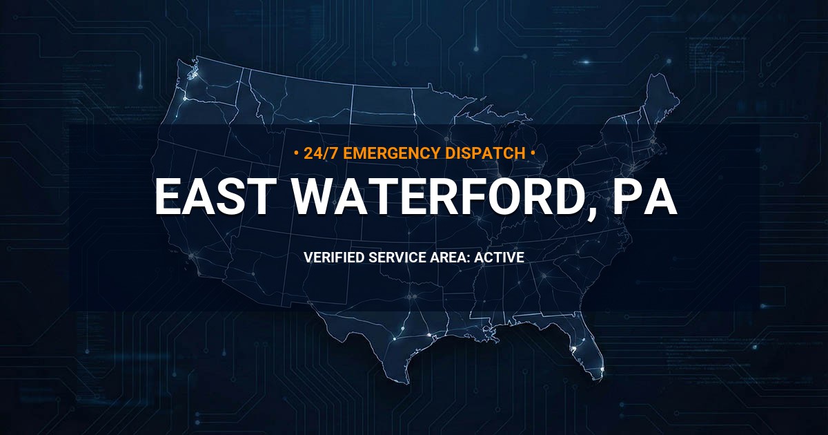 Emergency Plumbing Dispatch Map for Plumbing Services: East Waterford, PA