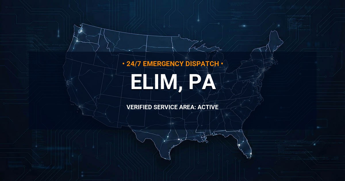 Emergency Plumbing Dispatch Map for Plumbing Services: Elim, PA