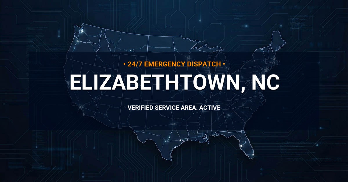 Emergency Plumbing Dispatch Map for Plumbing Services: Elizabethtown, NC