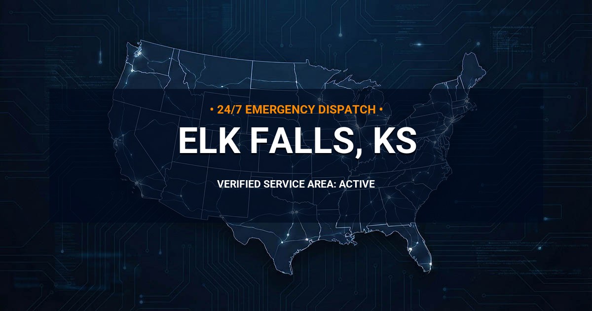 Emergency Plumbing Dispatch Map for Plumbing Services: Elk Falls, KS