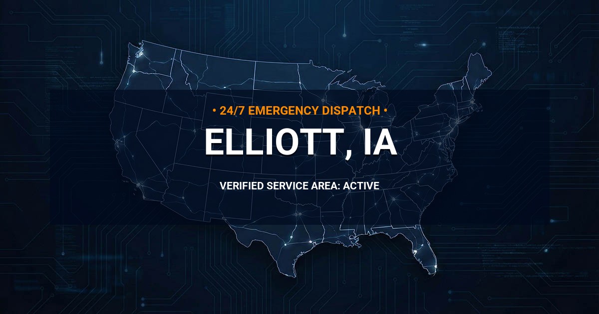 Emergency Plumbing Dispatch Map for Plumbing Services: Elliott, IA