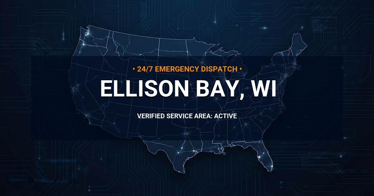 Emergency Plumbing Dispatch Map for Plumbing Services: Ellison Bay, WI