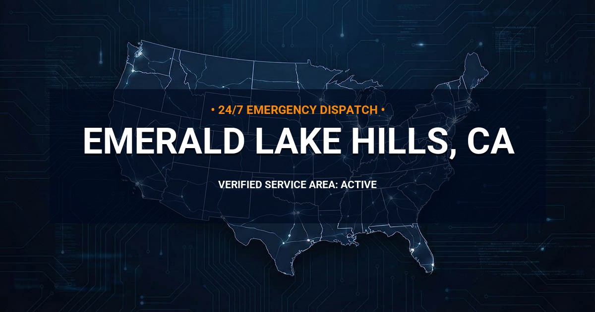 Emergency Plumbing Dispatch Map for Plumbing Services: Emerald Lake Hills, CA