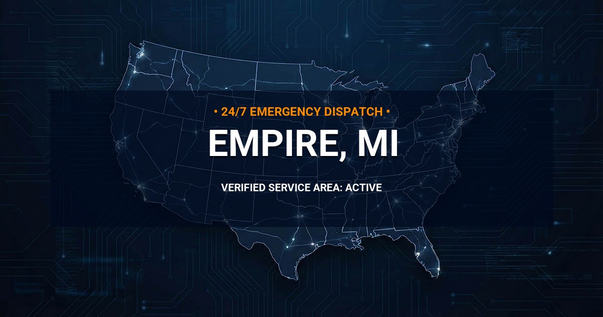 Emergency Plumbing Dispatch Map for Plumbing Services: Empire, MI